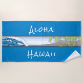 Ala Moana Diamond Head Hawaiian Surf Sign - Blau Strandtuch (Vorderseite)
