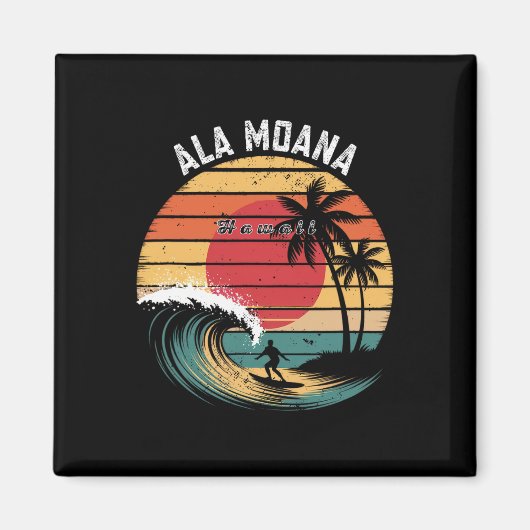 Ala Moana Strand Hawaii Strand Surfen  Magnet (Vorne)