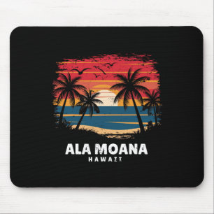 Ala Moana Strand Hawaii Surfboarder Palme Souvenir Mousepad