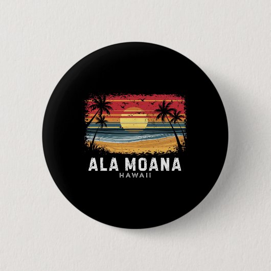 Ala Moana Strand Hawaii Surfbrett Strand  Button (Vorderseite)