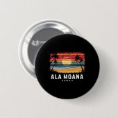 Ala Moana Strand Hawaii Surfbrett Strand  Button (Vorne & Hinten)