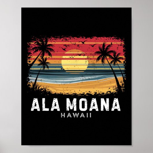 Ala Moana Strand Hawaii Surfbrett Strand Poster (Vorne)