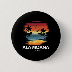 Ala Moana Strand Hawaii Surfbrett Surfen Vintage Button