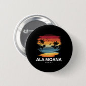 Ala Moana Strand Hawaii Surfbrett Surfen Vintage Button (Vorne & Hinten)