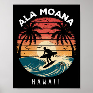 Ala Moana Strand Hawaii Surfbrett Wellen Strand Poster