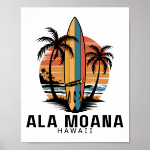 Ala Moana Strand Hawaii Surfen Surfer _1 Poster