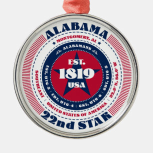 Alabama 22. Weihnachtsstaat-Schmuck Ornament Aus Metall