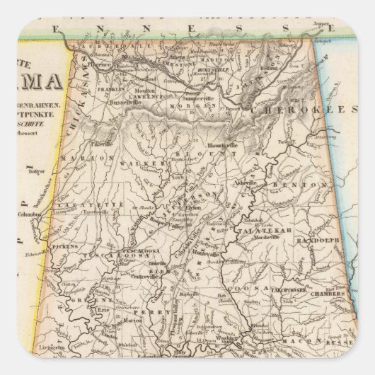 Alabama 2 quadratischer aufkleber (Vorderseite)