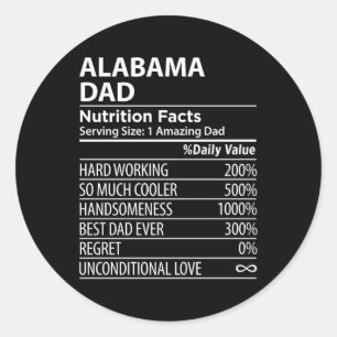 Alabama Al Vater Nutrition Facts S.A. Staat Runder Aufkleber