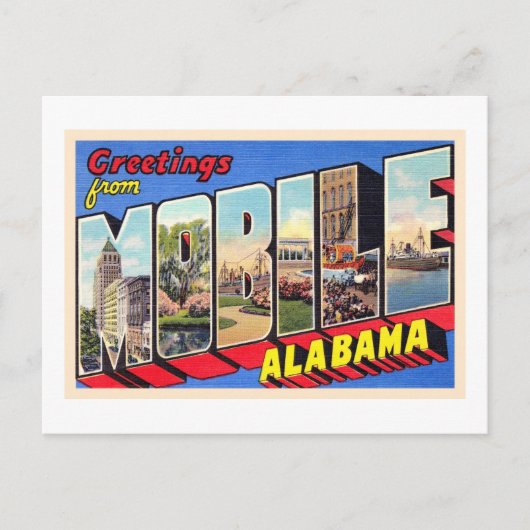 Alabama AL Vintager Großbuchstabe Postkarte 1 (Vorderseite)