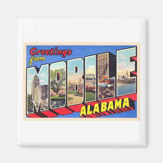 Alabama AL Vintager Großbuchstabe Postkarte 1 Magnet (Vorne)