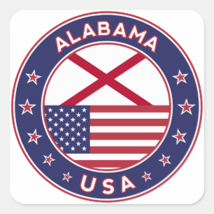 Alabama, Alabama-T - Shirt, Alabama-Aufkleber, Quadratischer Aufkleber