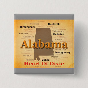 Alabama alterte Karten-Silhouette Button