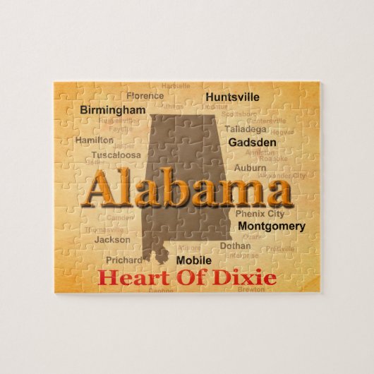 Alabama alterte Karten-Silhouette Puzzle (Horizontal)