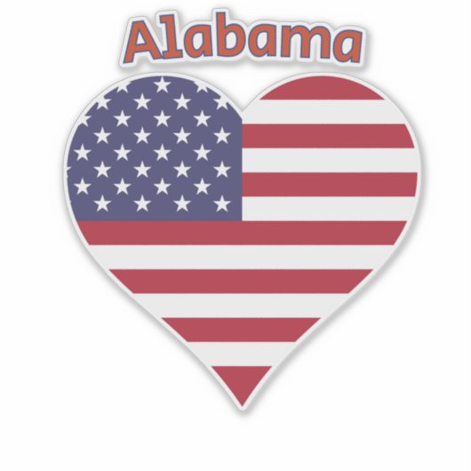 Alabama American Flag Heart Aufkleber (Vorderseite)