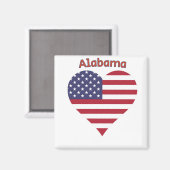 Alabama American Flag Heart Magnet (Vorderseite/Rückseite)