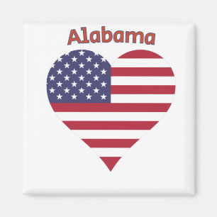 Alabama American Flag Heart Magnet
