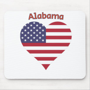 Alabama American Flag Heart Mousepad