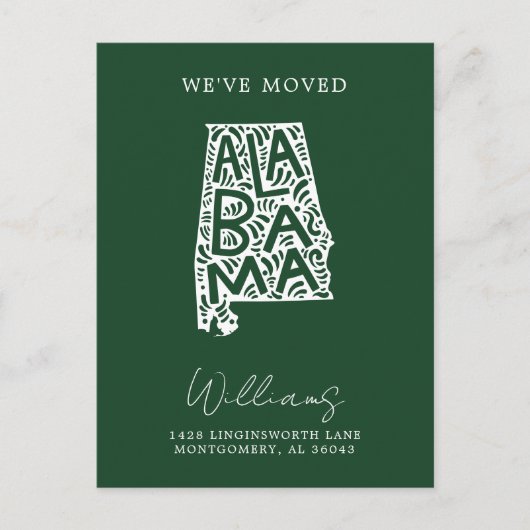 ALABAMA | Änderung unserer Adresse Postkarte (Vorderseite)