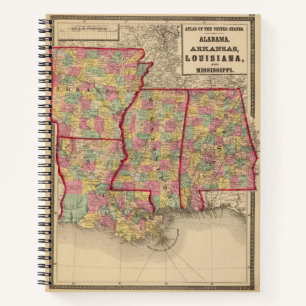 Alabama, Arkansas, Louisiana und Mississippi 2 Notizblock