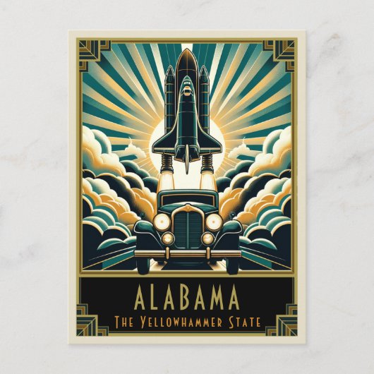 Alabama | Art Deco Postkarte (Vorderseite)