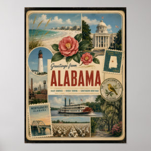 Alabama Authentischer Vintage-Stil Poster