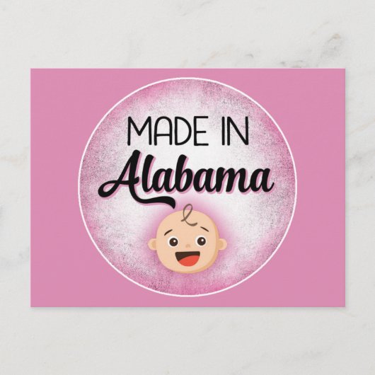 Alabama Baby Funny Pink New Girl Postcard Postkarte (Vorderseite)
