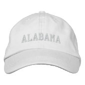 Alabama bestickte, einfache, anpassbare Cap White Bestickte Baseballkappe (Vorderseite)