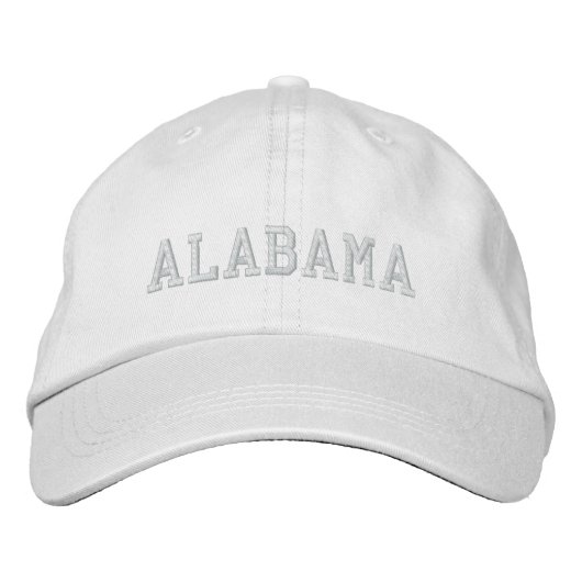 Alabama bestickte, einfache, anpassbare Cap White Bestickte Baseballkappe (Vorderseite)