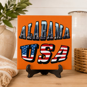 Alabama-Bild und USA-Flagge-Schrift Fliese