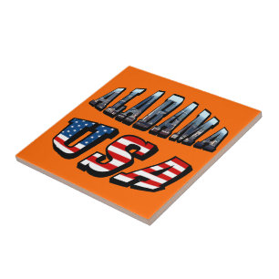 Alabama-Bild und USA-Flagge-Schriftart Fliese