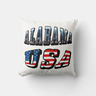 Alabama Bild und USA-Flagge-Schriftart Kissen