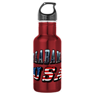 Alabama-Bild und USA-Flagge-Schriftart Trinkflasche