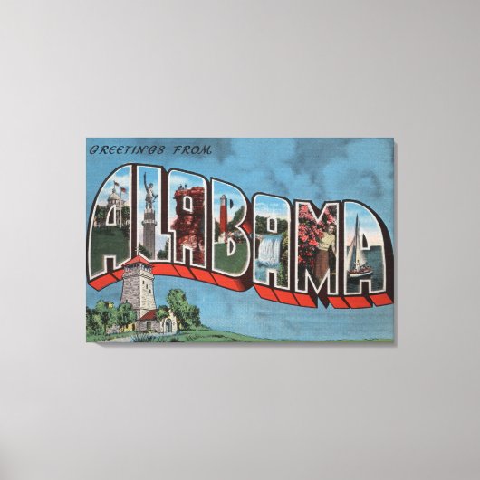 Alabama (blau)Große BuchstabenszenenAlabama Leinwanddruck (Vorderseite)