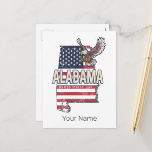 Alabama Bundesstaat Vereinigte Staaten Retro-Karte Feiertagspostkarte
