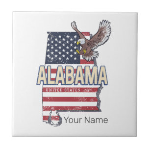 Alabama Bundesstaat Vereinigte Staaten Retro-Karte Fliese