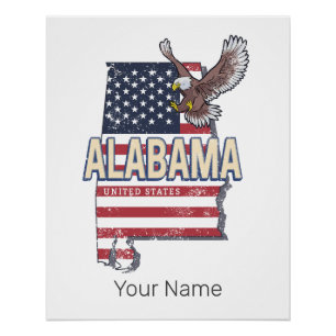 Alabama Bundesstaat Vereinigte Staaten Retro-Karte Poster