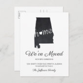 Alabama Chalkboard Staat Map Moving Postcard Ankündigungspostkarte (Vorne/Hinten)