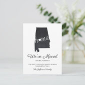 Alabama Chalkboard Staat Map Moving Postcard Ankündigungspostkarte (Stehend Vorderseite)