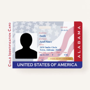ALABAMA - Child-ID-Karte Ausweis