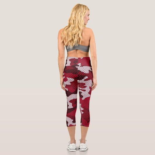 Alabama Crimson & White Bold Tide Camo Printed  Capri Leggings (Rückseite)