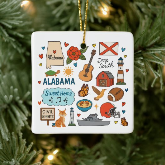 Alabama Custom Family Trip Christmas Keramikornament (Baum)