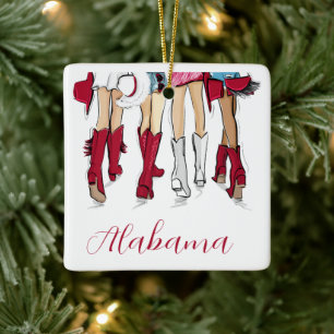 Alabama Damen Tailgating rote Cowboy-Stiefel Hüte Keramikornament