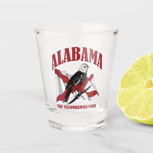 Alabama, der Yellowhammer-Staat Schnapsglas (Vorderseite)