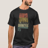 Alabama Distressive klassische Retro-Sunset-Farben T-Shirt (Vorderseite)