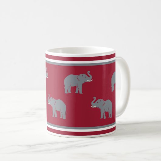 Alabama Elephant Crimson und Gray Kaffeetasse (VorderseiteRechts)