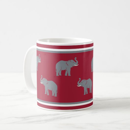 Alabama Elephant Crimson und Gray Kaffeetasse (Vorderseite Links)