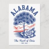 Alabama Est 1819 Minimale Natur Das Herz von Dixie Postkarte (Vorderseite)