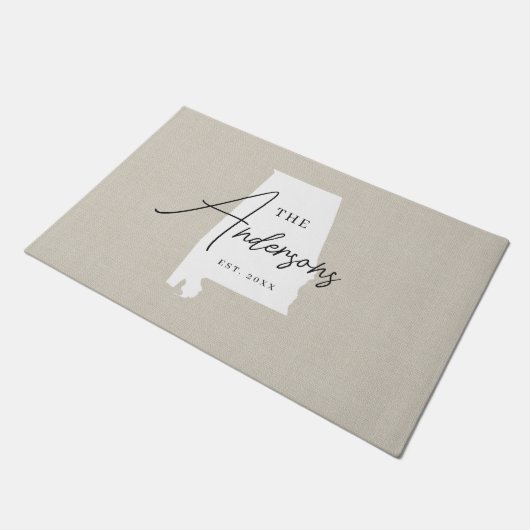 Alabama Family Monogram Staat Doormat Fußmatte (Schrägansicht)