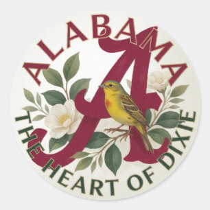 🕊️ Alabama-Flagge Gelbschlag American Heritage Runder Aufkleber